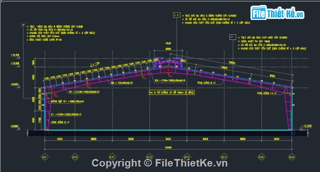 bản vẽ kết cấu nhà xưởng,chi tiết khung kèo zamil,xưởng 51x99m,xưởng 53x102m